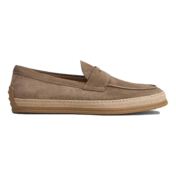 TODS M SCHOEN LAAG Tods - Loafers suede Penny bar taupe- Match Laren