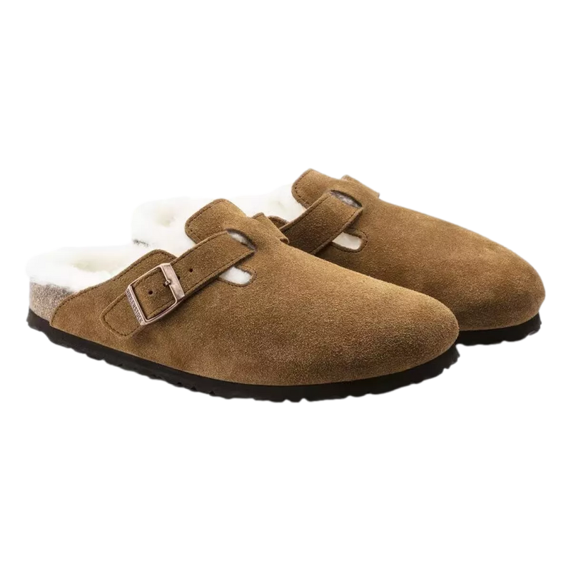 BIRKENSTOCK Birkenstock Boston Lamsvel Sandaal Camel - Match Laren