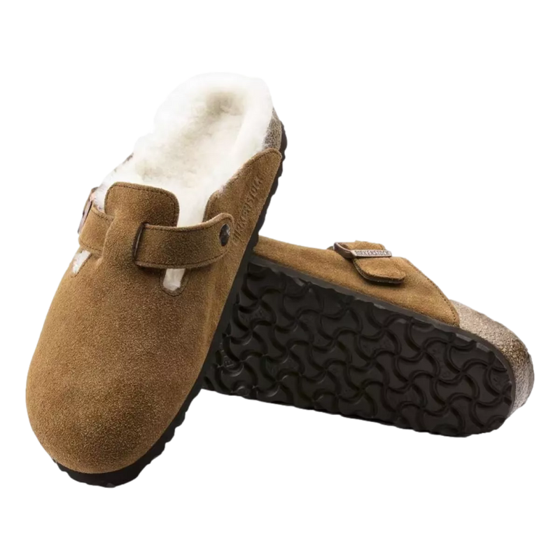 BIRKENSTOCK Birkenstock Boston Lamsvel Sandaal Camel - Match Laren