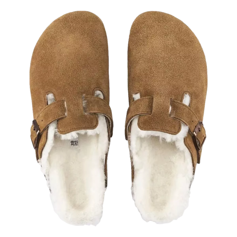 BIRKENSTOCK Birkenstock Boston Lamsvel Sandaal Camel - Match Laren