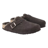 BIRKENSTOCK Birkenstock Klomp Boston Shearl Suede Donkerbruin - Match Laren