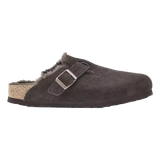BIRKENSTOCK Birkenstock Klomp Boston Shearl Suede Donkerbruin - Match Laren