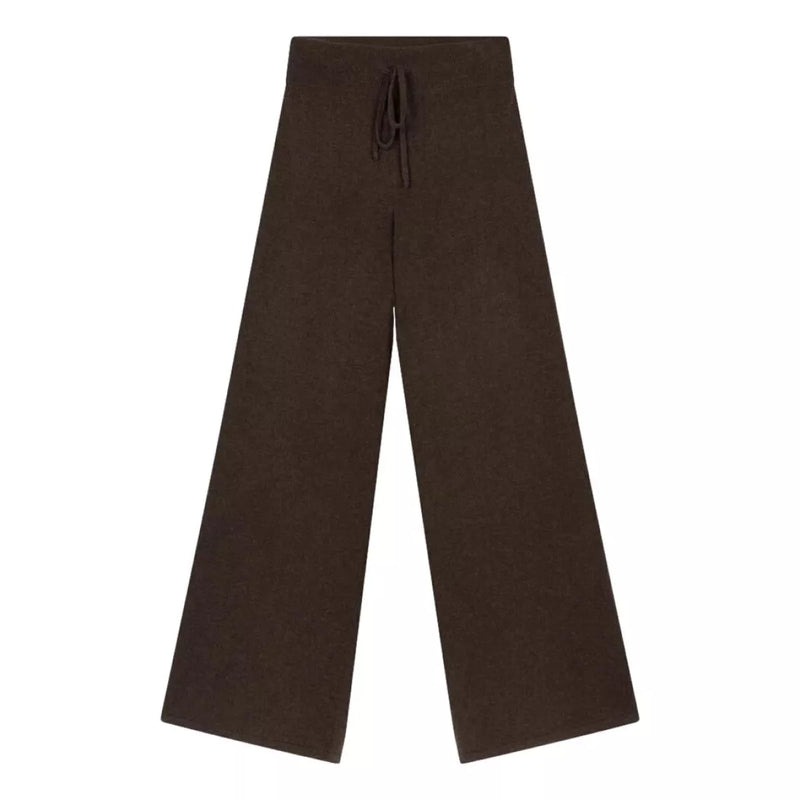 REPEAT Repeat Wijde Gebreide Kasjmier Broek Donkerbruin - Match Laren