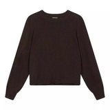 REPEAT Repeat Cropped Kasjmier Trui Met Ronde Hals Bruin - Match Laren