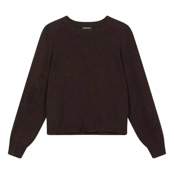 REPEAT Repeat Cropped Kasjmier Trui Met Ronde Hals Bruin - Match Laren