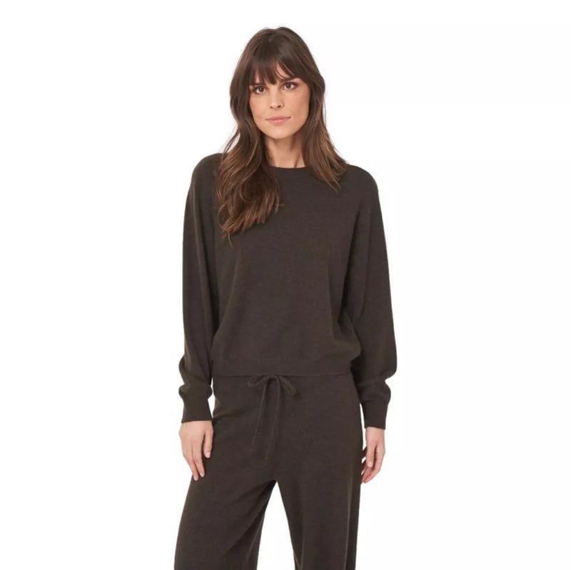 REPEAT Repeat Cropped Kasjmier Trui Met Ronde Hals Bruin - Match Laren