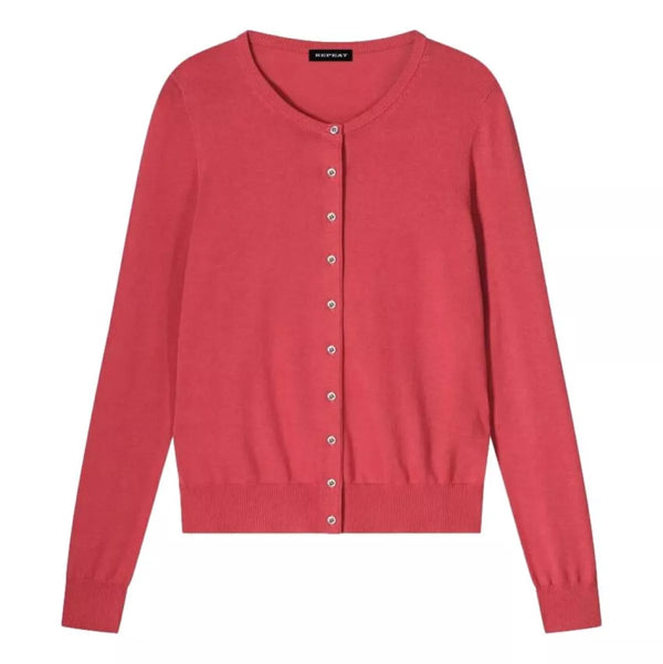 REPEAT Repeat Vest In Katoenmix Fijngebreid Framboos - Match Laren