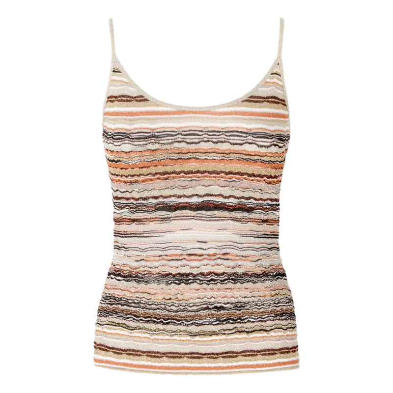 MISSONI Missoni Wave Pattern Viscose Top - Brown Combi