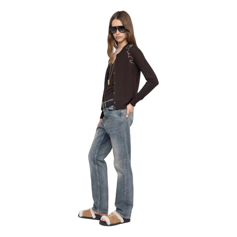 ZADIG & VOLTAIRE Zadig & Voltaire Vest Missya 100% Kasjmier Donkerbruin - Match Laren
