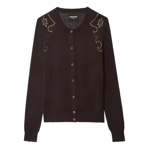 ZADIG & VOLTAIRE Zadig & Voltaire Vest Missya 100% Kasjmier Donkerbruin - Match Laren