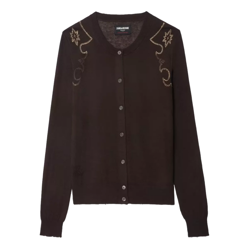 ZADIG & VOLTAIRE Zadig & Voltaire Vest Missya 100% Kasjmier Donkerbruin - Match Laren