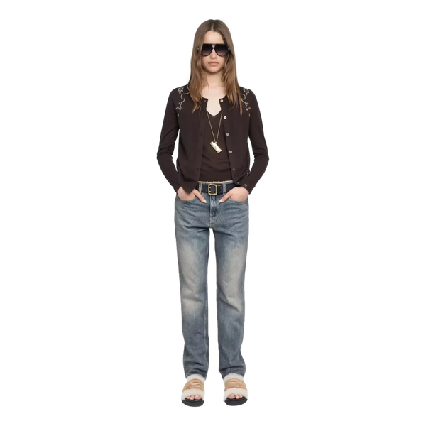 ZADIG & VOLTAIRE Zadig & Voltaire Vest Missya 100% Kasjmier Donkerbruin - Match Laren