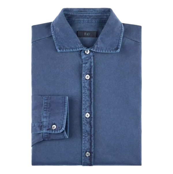 FAY Fay Overhemd In Cotton Jersey Marine - Match Laren