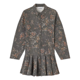GANNI Ganni Phantom Floral Shirt Jurk Donkergrijs - Sisera Laren