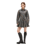 GANNI Ganni Phantom Floral Shirt Jurk Donkergrijs - Sisera Laren