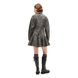 GANNI Ganni Phantom Floral Shirt Jurk Donkergrijs - Sisera Laren