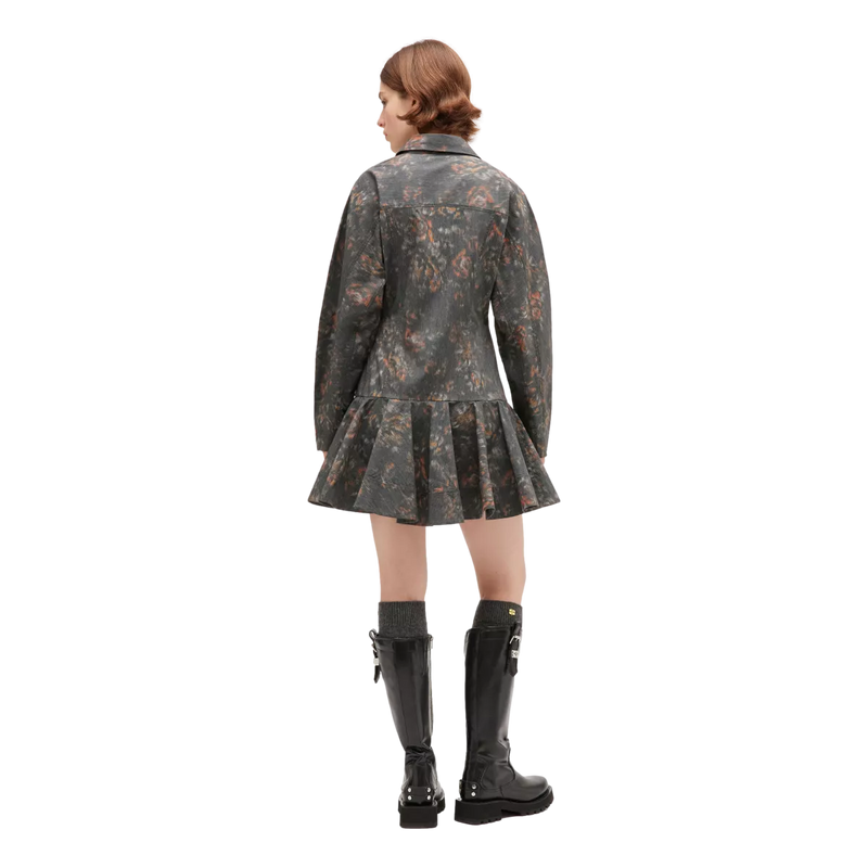 GANNI Ganni Phantom Floral Shirt Jurk Donkergrijs - Sisera Laren