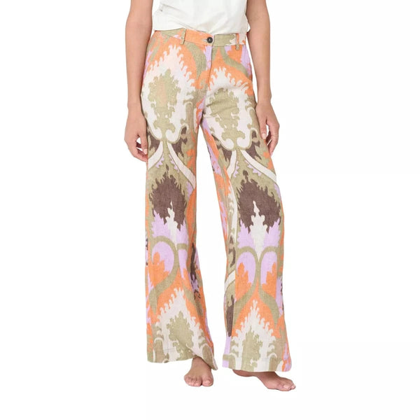 BAZAR DE LUXE M BROEK 38 / ORANJE COMBI Bazar Deluxe Printed Linen Pants - Match Laren