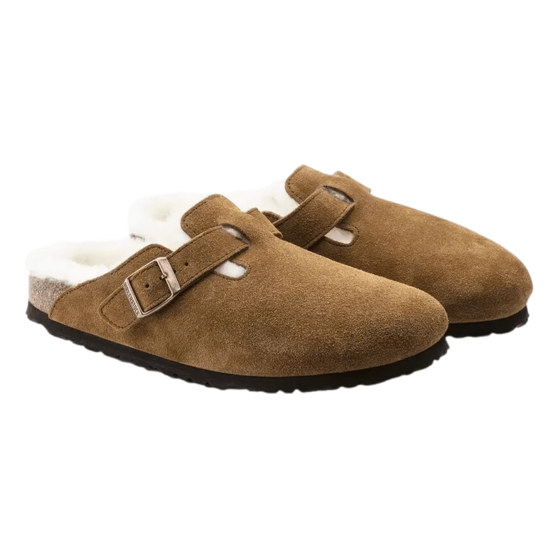 BIRKENSTOCK M SANDAAL Birkenstock Boston Lamsvel Sandaal Camel - Match Laren