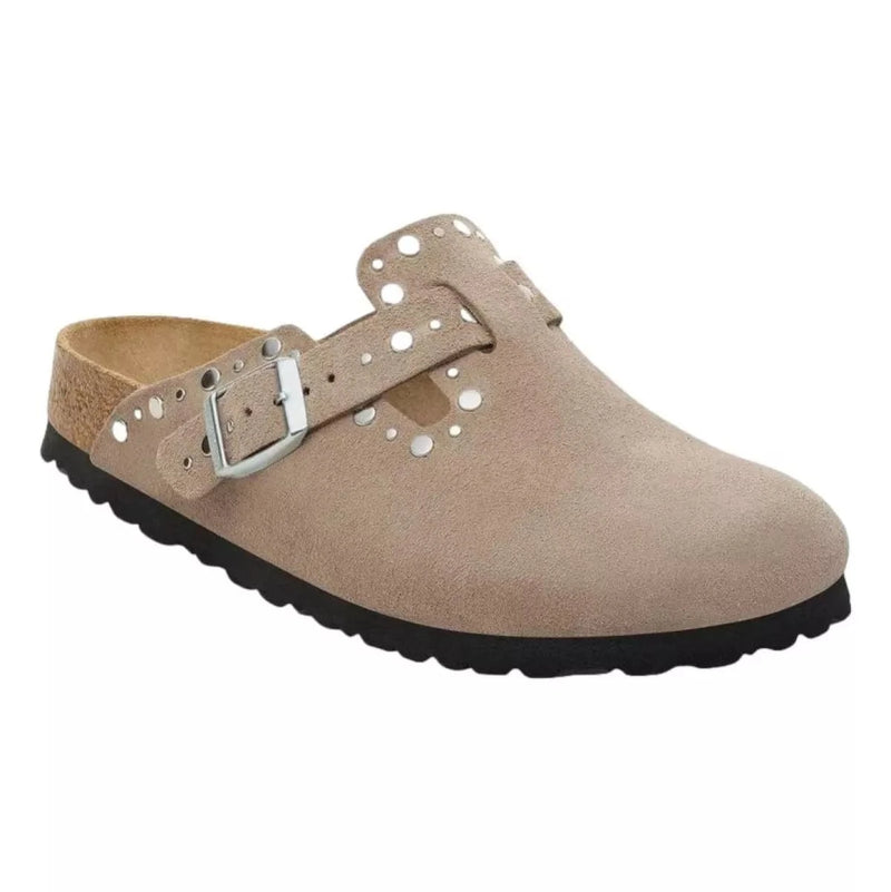 BIRKENSTOCK M SLIPPER Birkenstock Boston Rivet Suede Taupe - Match Laren