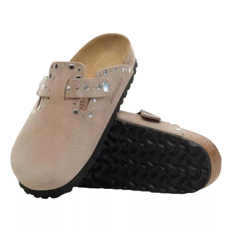 BIRKENSTOCK M SLIPPER Birkenstock Boston Rivet Suede Taupe - Match Laren