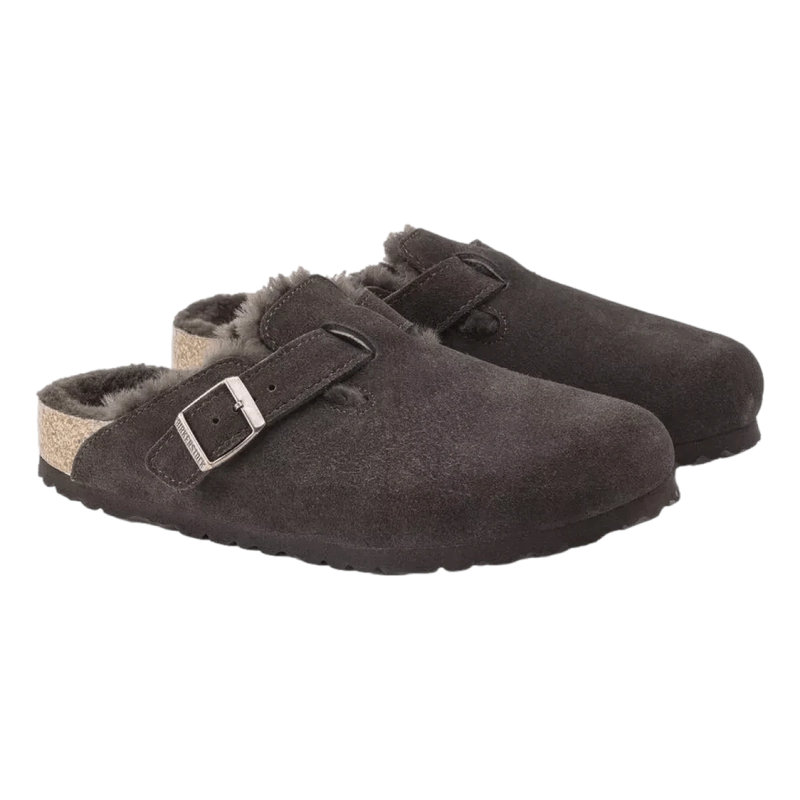 BIRKENSTOCK M SLIPPER Birkenstock Klomp Boston Shearl Suede Donkerbruin - Match Laren