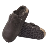BIRKENSTOCK M SLIPPER Birkenstock Klomp Boston Shearl Suede Donkerbruin - Match Laren