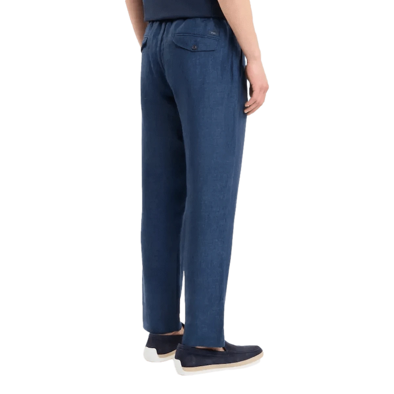 FAY M BROEK Fay Broek Van Délavé Linnen Canvas Jeans Blauw - Match Laren