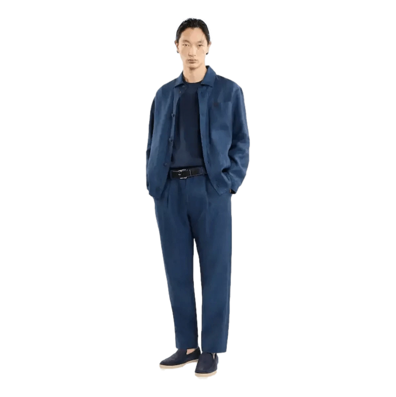 FAY M BROEK Fay Broek Van Délavé Linnen Canvas Jeans Blauw - Match Laren