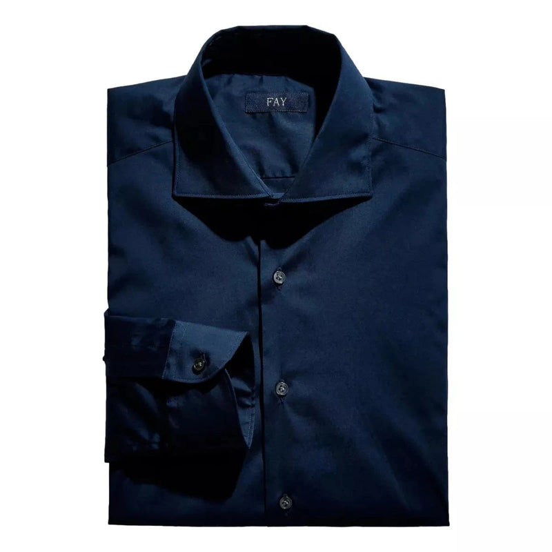 FAY M SHIRT 40 / MARINE FAY Stretch French Collar Shirt -  Match Laren