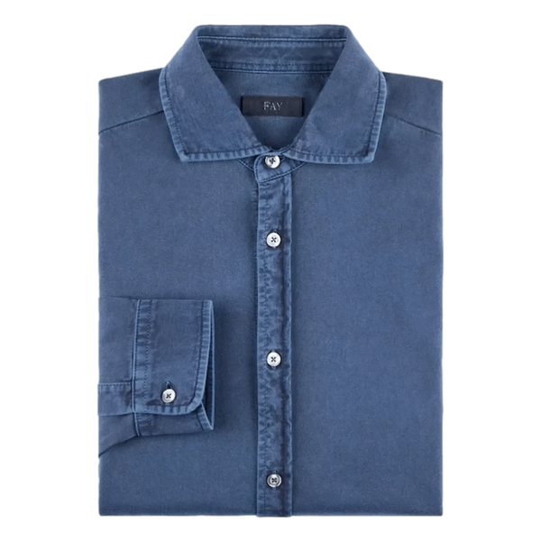 FAY M SHIRT Fay Overhemd In Cotton Jersey Marine - Match Laren