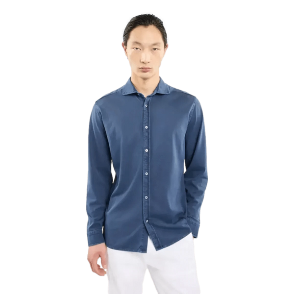 FAY M SHIRT Fay Overhemd In Cotton Jersey Marine - Match Laren