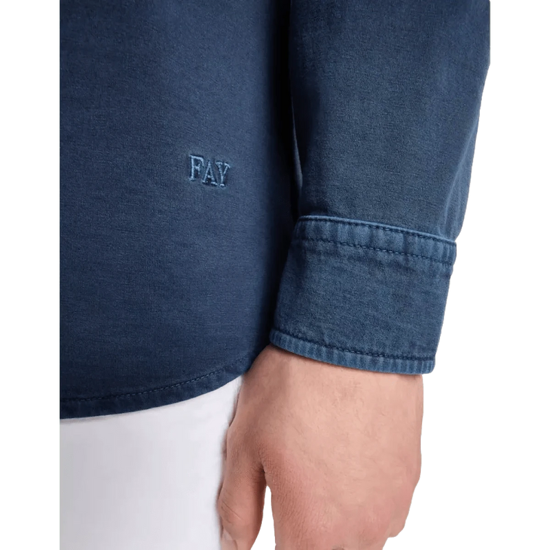 FAY M SHIRT Fay Overhemd In Cotton Jersey Marine - Match Laren