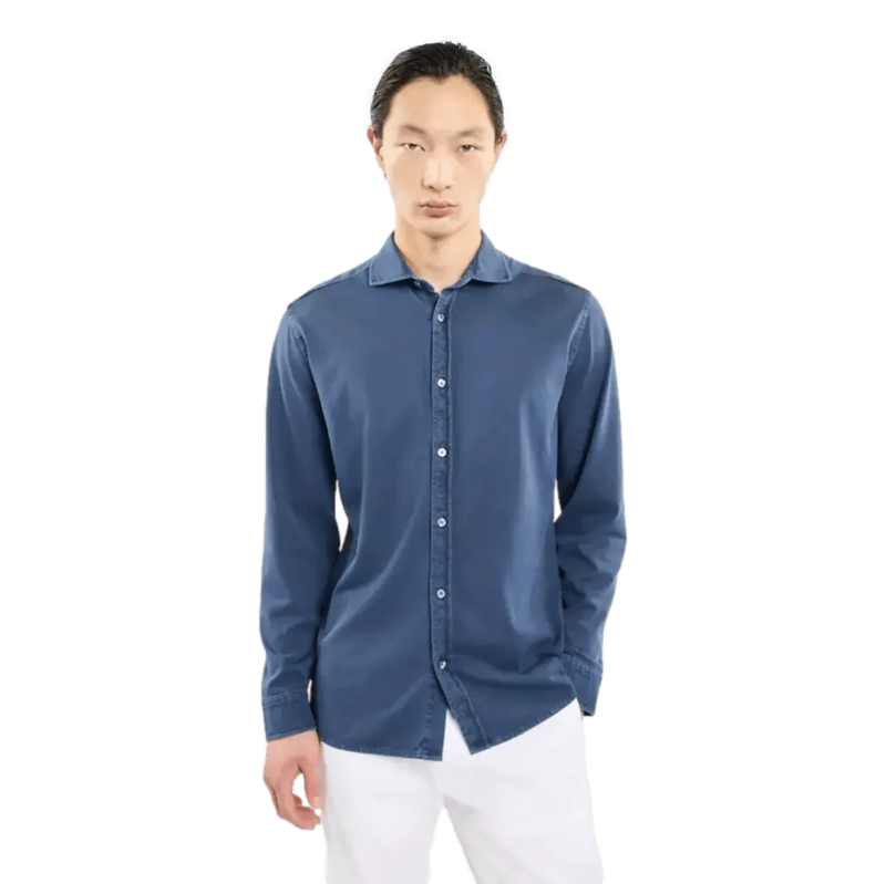 FAY M SHIRT Fay Overhemd In Cotton Jersey Marine - Match Laren