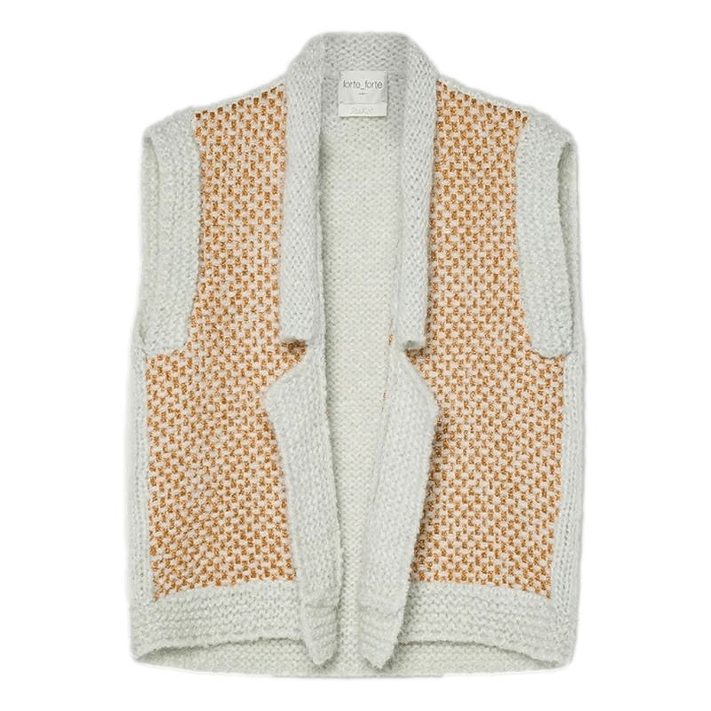 FORTE_FORTE M GILET 1 / GOUD COMBI Forte Forte Gilet Van Natté Tweed Goud - Sisera