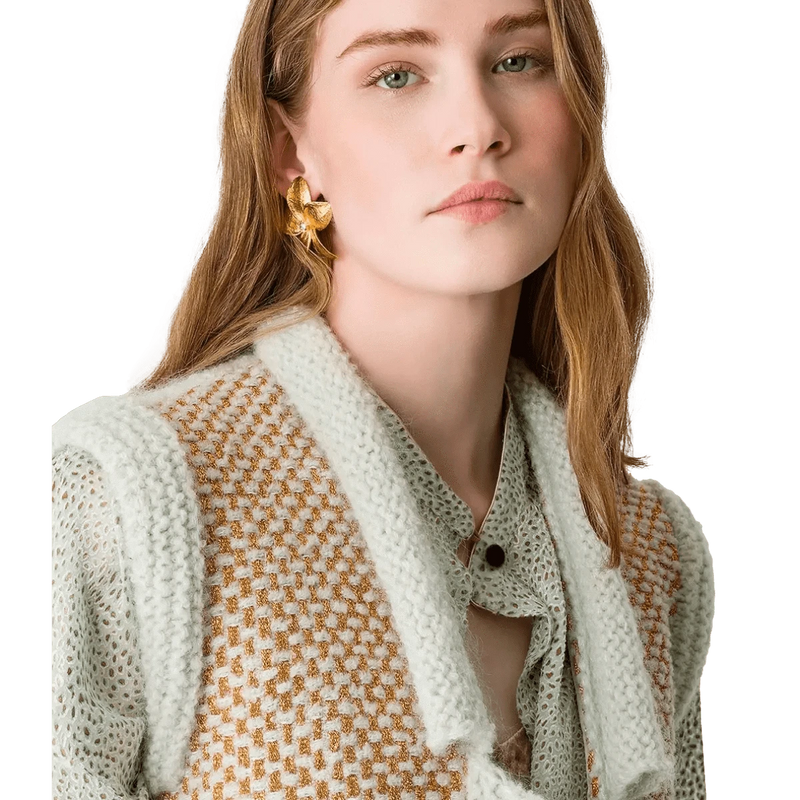 FORTE_FORTE M GILET Forte Forte Gilet Van Natté Tweed Goud - Sisera