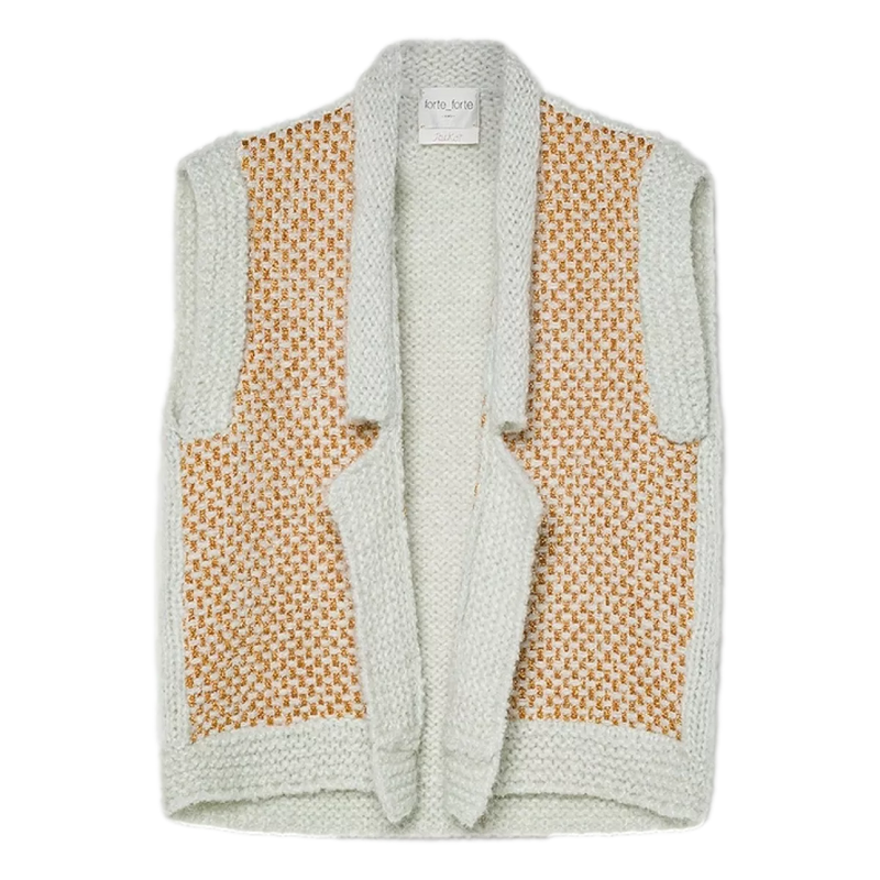 FORTE_FORTE Forte Forte Gilet Van Natté Tweed Goud - Sisera