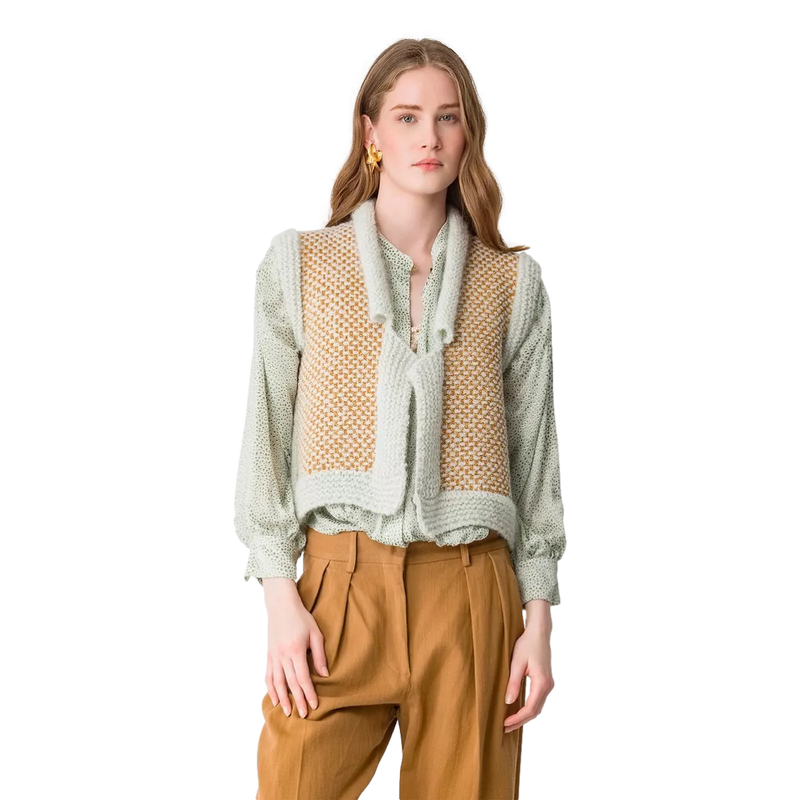 FORTE_FORTE Forte Forte Gilet Van Natté Tweed Goud - Sisera