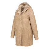 FRAUENSCHUH M JAS 2 / CAMEL FRAUENSCHUH Lambskin cape with hood Olivera-LL - Match Laren