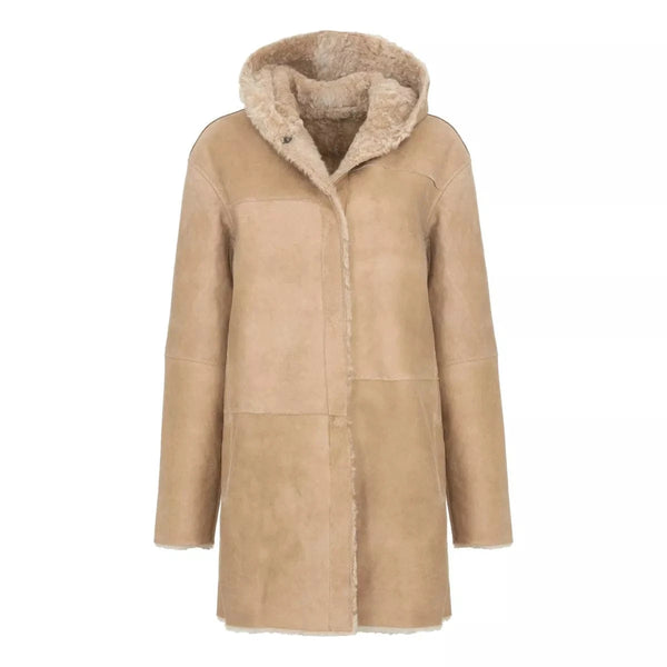 FRAUENSCHUH M JAS 2 / CAMEL FRAUENSCHUH Lambskin cape with hood Olivera-LL - Match Laren