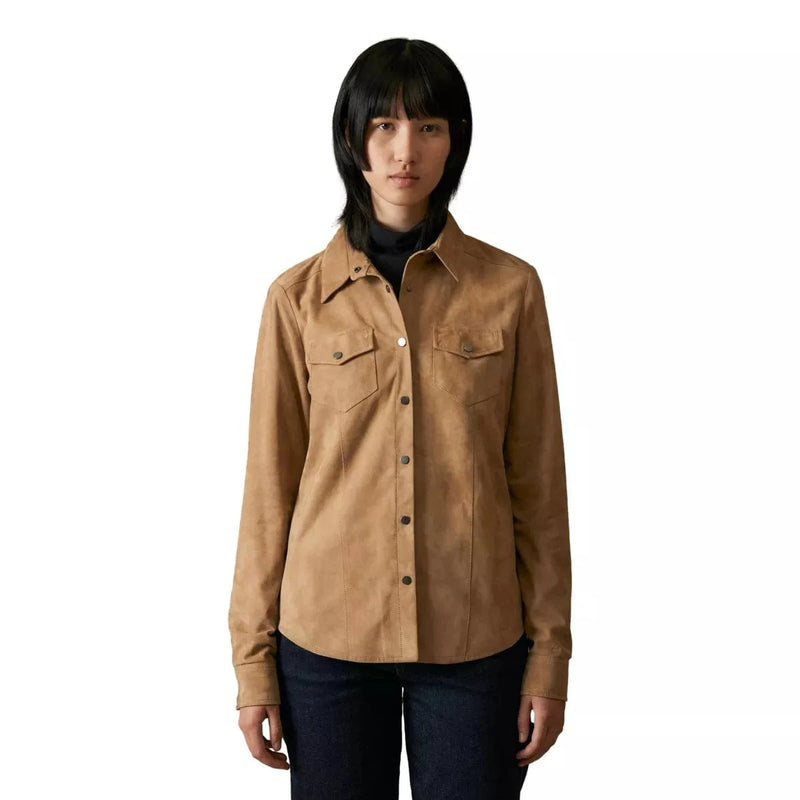 FRAUENSCHUH M SHIRT Frauenschuh Leren Overhemd Fanny Dames Camel - Match Laren