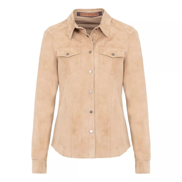 FRAUENSCHUH M SHIRT Frauenschuh Leren Overhemd Fanny Dames Camel - Match Laren