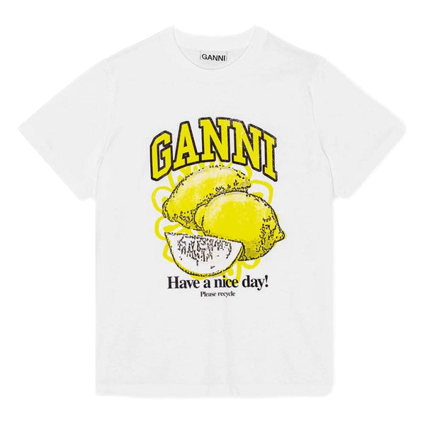 GANNI M T-SHIRT GANNI White Relaxed Lemon T-Shirt - Sisera Laren