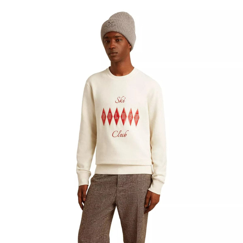 GOLDEN GOOSE M SWEATER Golden Goose Crew-Neck Sweatshirt Met Geborduurde Letters Off White - Match Laren