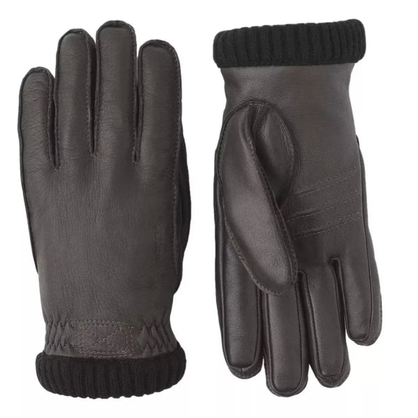 HESTRA HESTRA Deerskin Primaloft Rib Gloves Dark Brown - Match Laren