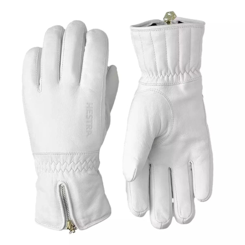 HESTRA SKI HANDSCHOEN 8 / WIT HESTRA Leather Swisswool Classic 5-finger Gloves White - Match Laren
