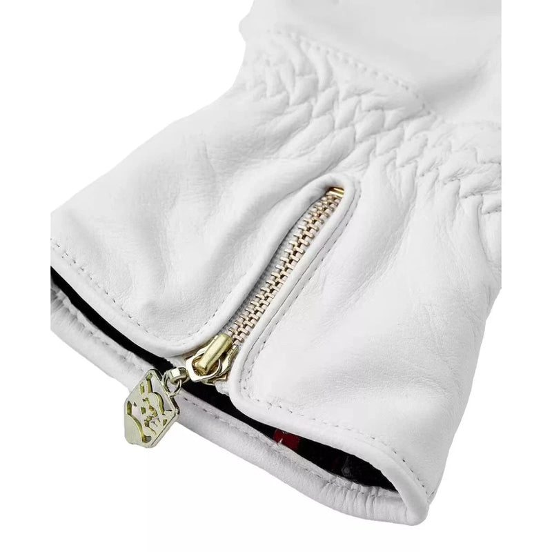 HESTRA SKI HANDSCHOEN 8 / WIT HESTRA Leather Swisswool Classic 5-finger Gloves White - Match Laren
