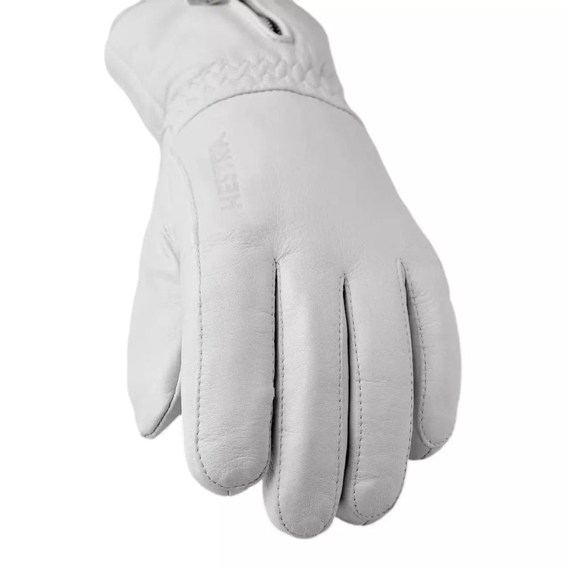 HESTRA SKI HANDSCHOEN 8 / WIT HESTRA Leather Swisswool Classic 5-finger Gloves White - Match Laren