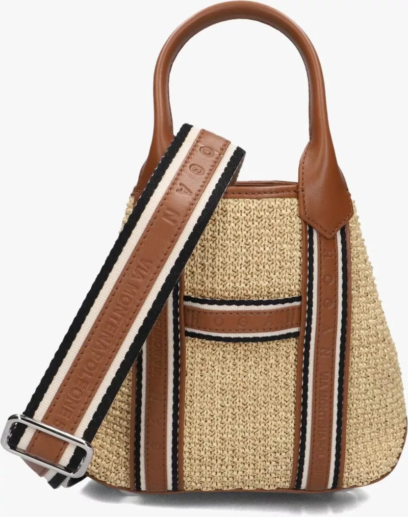 HOGAN M TAS ONE / COQNAC COMBI Hogan Handtas Piccola in Raffia - Match Laren