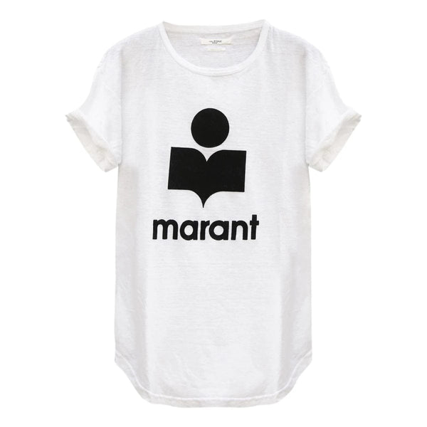 ISABEL MARANT M T-SHIRT L / WIT COMBI ISABEL MARANT T-SHIRT T-Shirt Koldi Linen Logo - Sisera Laren